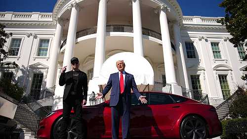 Black America Is Furious After President Trump, Elon Musk Parade Teslas in Front of the White House