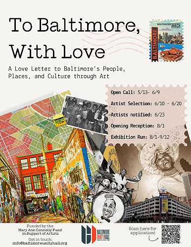 “To Baltimore With Love”: Call for artists - $500 honorarium for selected creators “To Baltimore With Love”: Call for artists - $500 honorarium for selected creators