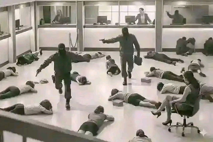 ‎During a robbery in America, the thief shouted to everyone in the bank:‎‎“Don’t move!...