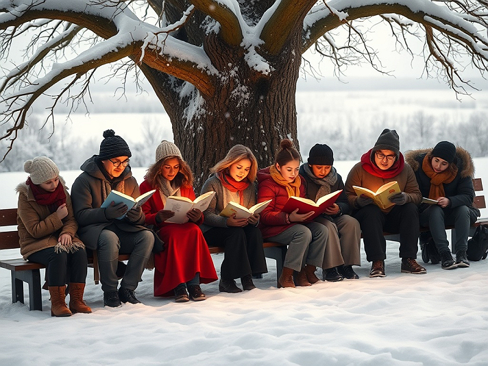 In the hush of winters cradle, where the snowflakes softly fall,  Like whispered secrets from the...